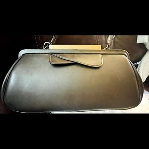 Antique Brown Leather Shoulder Bag with Gold Accents